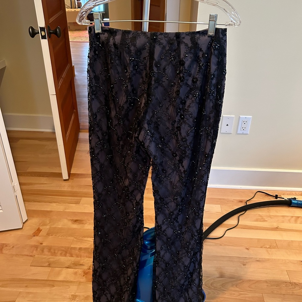 Laundry by Shelli Segal lace bell bottom pants.